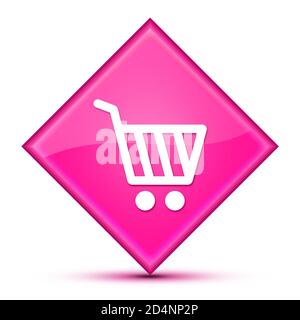 Icône de panier isolée sur un luxueux bouton de diamant rose ondulé illustration abstraite Banque D'Images