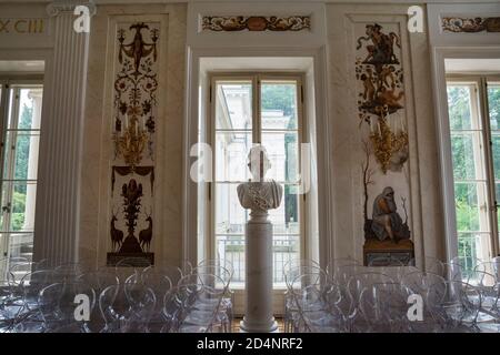 Varsovie, Pologne - 28 juillet 2018. Intérieur du Palais sur l'île également connu sous le nom de Palais des bains dans le parc Lazienki à Varsovie, Pologne Banque D'Images