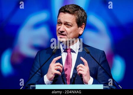 10 octobre 2020, Rhénanie-Palatinat, Ludwigshafen: Christian Baldauf, vice-président de l'État et premier candidat de la CDU de Rhénanie-Palatinat pour les élections de l'État de 2021, s'exprime à la conférence du parti d'État de la CDU de Rhénanie-Palatinat dans la Friedrich-Ebert-Halle. La liste des candidats aux élections de mars 2021 figure au programme de la conférence du parti. Photo: Uwe Anspach/dpa Banque D'Images