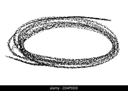 Crayon noir ovale par traits circulaires isolés sur le blanc arrière-plan Banque D'Images