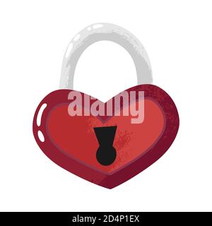 Icône de verrouillage du cœur fermée. Illustration du brut vectoriel plat. Cadenas en forme de coeur, style dessin animé plat. Vector bonne Saint-Valentin, amour, rencontres, mariage Illustration de Vecteur