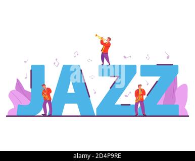 Festival de musique de jazz. Les gens vont jouer des instruments de musique. Illustration de Vecteur