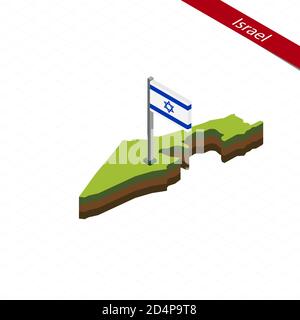 Carte isométrique et drapeau d'Israël. Forme isométrique 3D d'Israël. Illustration vectorielle. Illustration de Vecteur