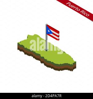 Carte isométrique et drapeau de Porto Rico. Forme isométrique 3D de Porto Rico. Illustration vectorielle. Illustration de Vecteur