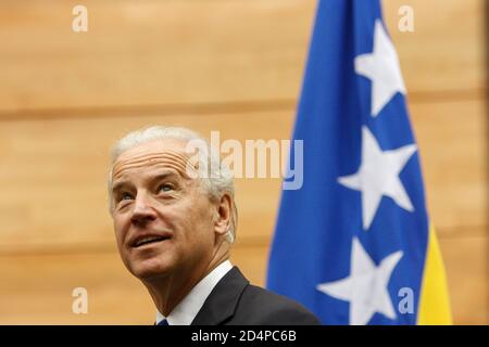 L'ancien vice-président Joe Biden, candidat démocrate à la présidence, prend la parole à Sarajevo, Bosnie-Herzégovine, 19, mai 2009. Amel Emric Banque D'Images