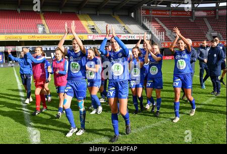 Waregem, Belgique. 10 octobre 2020. Les joueurs de Gand en photo célèbrent après avoir remporté un match de football féminin entre Zulte Waregem et les KAA Gent Ladies le quatrième jour de match de la saison 2020 - 2021 de la Super League belge Scooore Womens, samedi 10 octobre 2020 à Waregem, Belgique . PHOTO SPORTPIX.BE | SPP | DAVID CATRY David Catry | Sportpix.be | SPP Credit: SPP Sport Press photo. /Alamy Live News Banque D'Images