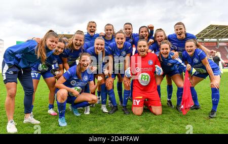 Waregem, Belgique. 10 octobre 2020. Les joueurs de Gand en photo célèbrent après avoir remporté un match de football féminin entre Zulte Waregem et les KAA Gent Ladies le quatrième jour de match de la saison 2020 - 2021 de la Super League belge Scooore Womens, samedi 10 octobre 2020 à Waregem, Belgique . PHOTO SPORTPIX.BE | SPP | DAVID CATRY David Catry | Sportpix.be | SPP Credit: SPP Sport Press photo. /Alamy Live News Banque D'Images