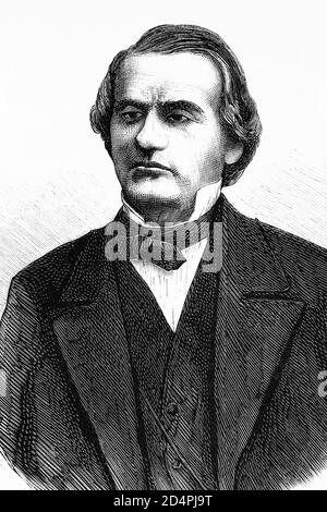 Andrew Johnson. 17e Président des États-Unis. 1808-1875. Illustration ancienne. 1875. Banque D'Images