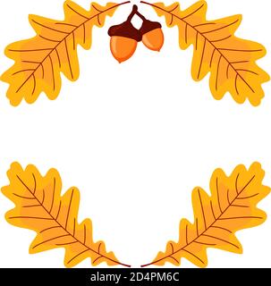Feuilles de chêne d'automne colorées et bordure de gland Illustration de Vecteur