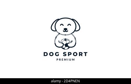 chien ou animal avec balle ou football joli logo de dessin animé illustration d'icône vectorielle Illustration de Vecteur