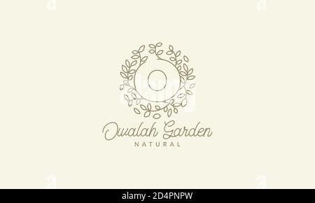 Initiale O ou lettre O avec décoration feuille sur le cercle design d'illustration moderne et luxueux avec logo vectoriel Illustration de Vecteur