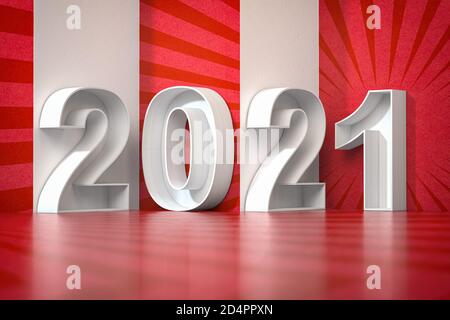 illustration 3d abstraite de la bonne année 2021 Banque D'Images