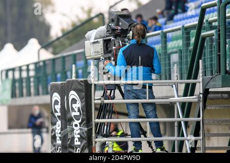Monigo Stadium, Trévise, Italie, 10 octobre 2020, opérateur de télévision Dawn pendant Benetton Trévise vs Leinster Rugby, Rugby Guinness Pro 14 - Credit: LM/Ettore Griffoni/Alay Live News Banque D'Images