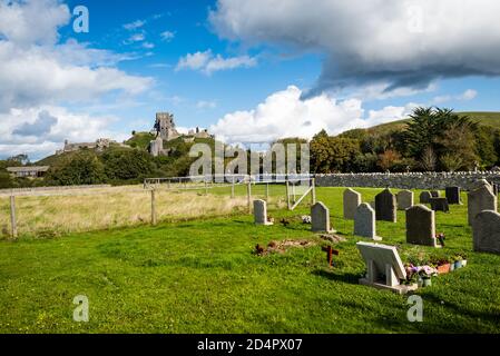 Château de Corfe. Une forteresse médiévale. Banque D'Images