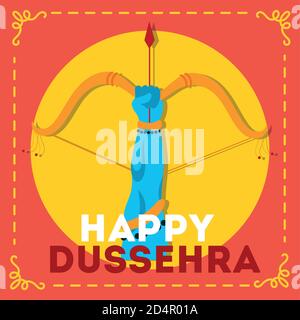 bonne célébration de dussehra avec la main de lord rama et l'arme d'arche illustration vectorielle Illustration de Vecteur