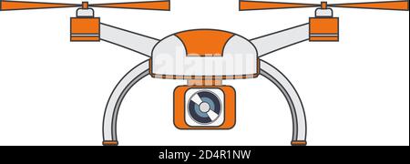 Le drone avec hélices et la caméra numérique suspendue linéaire plat un vecteur. Illustration de Vecteur