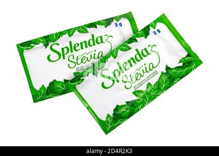 Paquets de Splenda Stevia, sans sucre sans calories édulcorant artificiel Banque D'Images