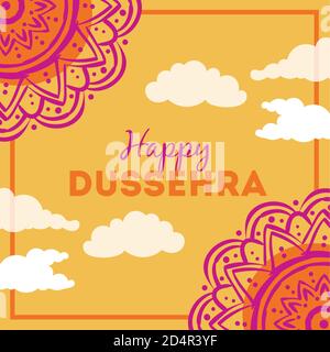 lettres happy dussehra avec mandalas décoration vector illustration design Illustration de Vecteur