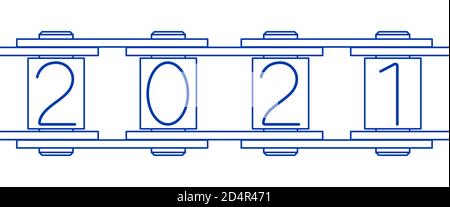 Illustration du résumé 2021 sur une chaîne en acier sans soudure pour vélo Illustration de Vecteur