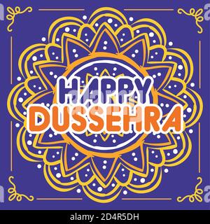 lettres happy dussehra avec motif d'illustration représentant un vecteur de décoration mandala Illustration de Vecteur