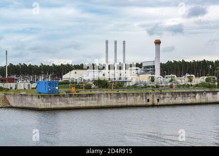 Le gazoduc Nord tombe dans le port industriel de Lubmin près de Greifswald, gazoduc traversant la mer Baltique de la Russie à l'Allemagne, cl Banque D'Images