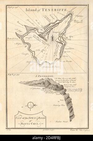 Île de Tenerife. Santa Cruz de Tenerife, îles Canaries. CARTE ENFANT 1745 Banque D'Images