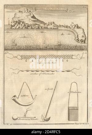 Île de Goree, Dakar, Sénégal. Chaîne de pied. Collier Mortuade. Sifflet. Makaton 1745 Banque D'Images