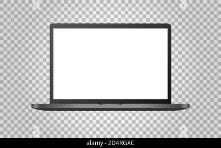 Modèle pour ordinateur portable sur fond transparent. Ordinateur moderne avec écran blanc. Maquette réaliste pour poster, magazine, brochure ou web. Vecteur Illustration de Vecteur