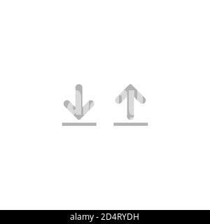 flèche grise arrondie vers le haut et vers le bas. icône plate isolée sur blanc. pointer vers le bas bouton. signe sud. Icône Télécharger et télécharger. Mise à niveau. Télécharger, partager Illustration de Vecteur