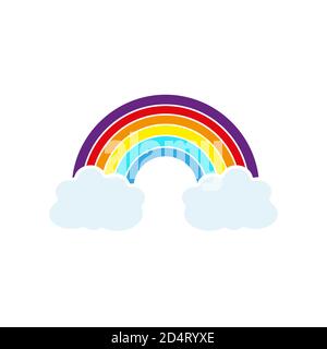 Arc-en-ciel de couleurs avec des nuages, avec Gradient Mesh, Vector Illustration Illustration de Vecteur