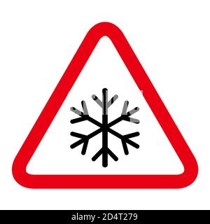 Icône hiver neige, signe danger de flocon de glace, illustration du vecteur d'alerte risque, symbole attention . Illustration de Vecteur