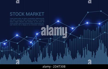 Marché boursier bleu ou graphique financier avec augmentation et augmentation tendance et texte - vecteur Illustration de Vecteur