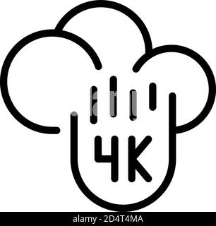 Icône de flux 4k de Data Cloud, style de contour Illustration de Vecteur