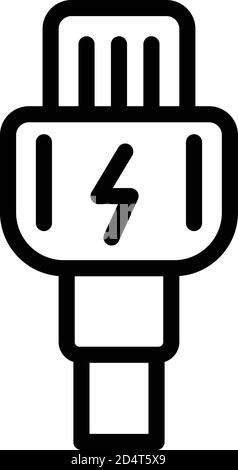 Icône de câble de chargeur, style de contour Illustration de Vecteur