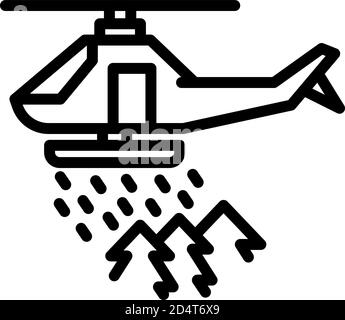 Icône hélicoptère de sauvetage en forêt, style de contour Illustration de Vecteur