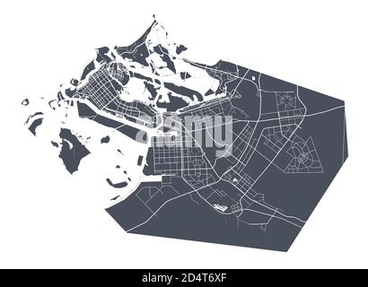 Carte d'Abu Dhabi. Carte vectorielle détaillée de la zone administrative de la ville d'Abu Dhabi. Vue sur l'aria métropolitain avec affiche CityScape. Illustration de Vecteur