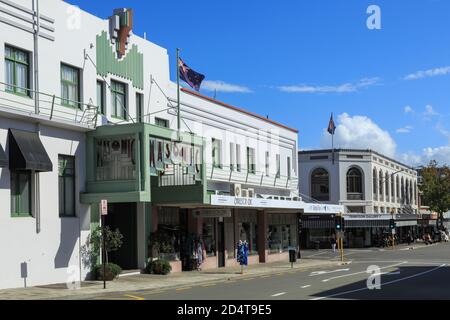 Napier, Nouvelle-Zélande. L'hôtel Masonic historique, construit en 1932, fait partie du riche patrimoine art déco de la ville Banque D'Images