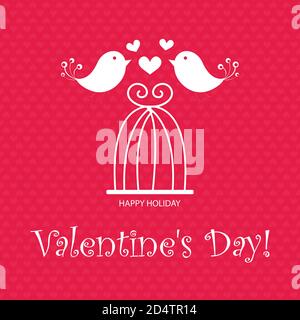 Carte de voeux pour la Saint-Valentin avec oiseaux et crochet. Vecteur Illustration de Vecteur