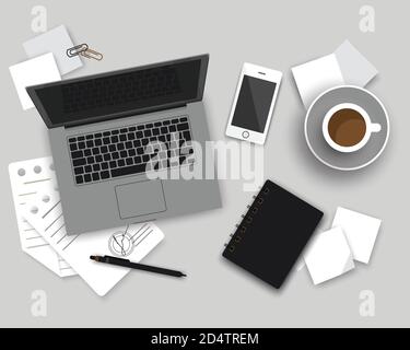 Table d'ordinateur de bureau. Codage et programmation. Illustration vectorielle de la vue principale du moniteur Illustration de Vecteur