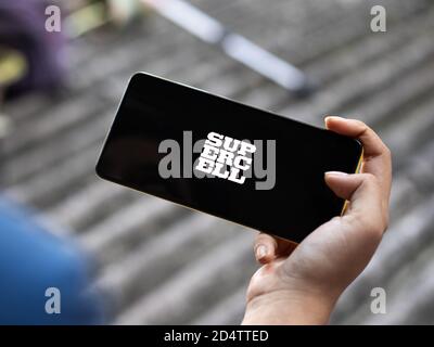 Assam, inde - 11 octobre 2020 : logo Supercell sur image de stock d'écran de téléphone. Banque D'Images