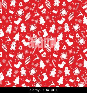 Motif sans couture avec éléments de Noël isolés sur fond blanc. Illustration vectorielle Illustration de Vecteur