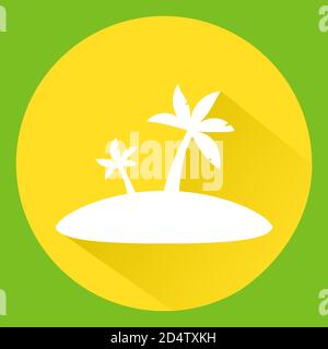 Deux palmiers sur une icône avec un paysage tropical d'été. Illustration de Vecteur