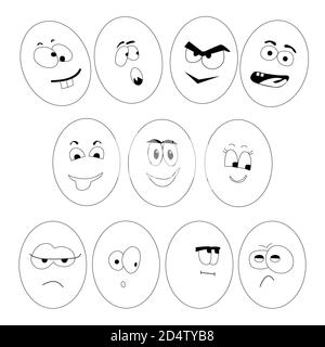 Un ensemble de beaux autocollants émoticônes, des icônes émotionnelles. Illustration vectorielle Illustration de Vecteur