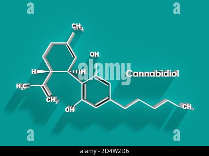 Formule chimique du cannabidiol. Banque D'Images