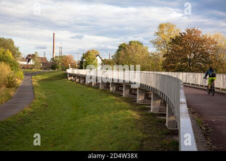 Construction d'un point d'entrée pour la zone de rétention entre Cologne-Langel et Niederkassel-Luelsdorf, Rhénanie-du-Nord-Westphalie, Allemagne. Pendant les inondations de la RHI Banque D'Images