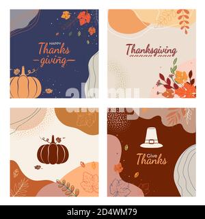 Thanksgiving résumé automne, l'automne laisse le fond pour les médias sociaux Illustration de Vecteur