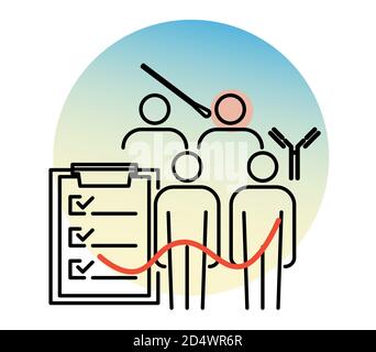 Etude d'anticorps pour le coronavirus dans la communauté - icône comme EPS 10 fichier Illustration de Vecteur