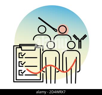 Etude d'anticorps pour le coronavirus dans la communauté - icône comme EPS 10 fichier Illustration de Vecteur