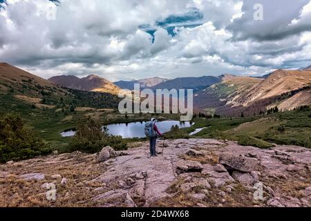 Trekking the Collegiate Peaks, Collegiate West sur le sentier Colorado Trail de 485 km, Colorado Banque D'Images