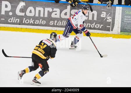 Frederikshavn, Danemark. 11 octobre 2020. Mads Larsen (41) de Frederikshavn White Hawks vu dans le match de hockey sur glace Metalligaen entre Frederikshavn White Hawks et Herlev Eagles à la Nordjyske Bank Arena à Frederikshavn. (Crédit photo : Gonzales photo/Alamy Live News Banque D'Images